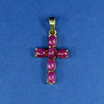 Cross Pendant - gold, ruby - 1970